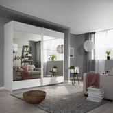 Mali White Sliding Door Wardrobe With Mirror - Pendle Village Furniture